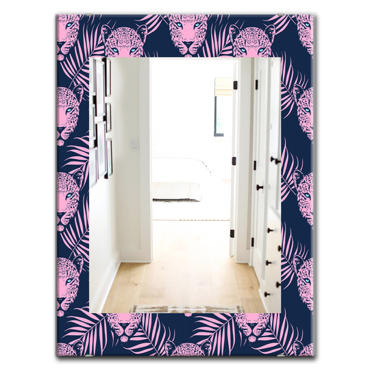 Designart 35.4-in x 23.6-in Pink Leopard Bohemian and Eclectic Mirror