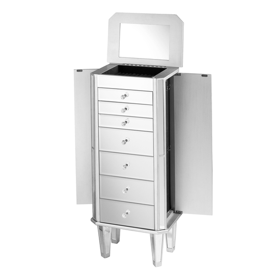 Southern Enterprises Maltrix Mirrored Floorstanding Jewelry Armoire