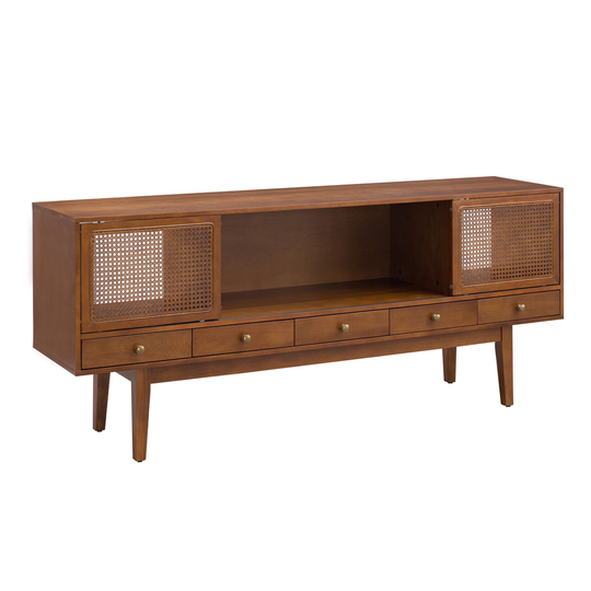 Southern Enterprises Simms Dark Tobacco Mid-century Modern Engineered Wood Media Cabinet