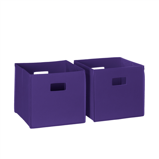 RiverRidge Home Folding Storage Bins - Fabric - 10.5-in x 10-in x 10.5-in - Dark Purple - 2-Pack