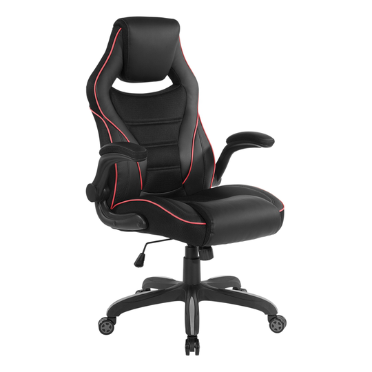 OSP Home Furnishings Xeno Red Contemporary Ergonomic Adjustable Height Swivel Headrest Chair