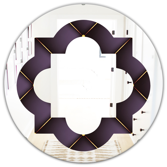 Designart 24-in x 24-in Quilted Pattern Modern Round Decorative Mirror in Purple