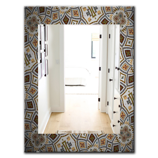 Designart 35.4-in x 23.6-in White Arabic Mosaic Modern Mirror