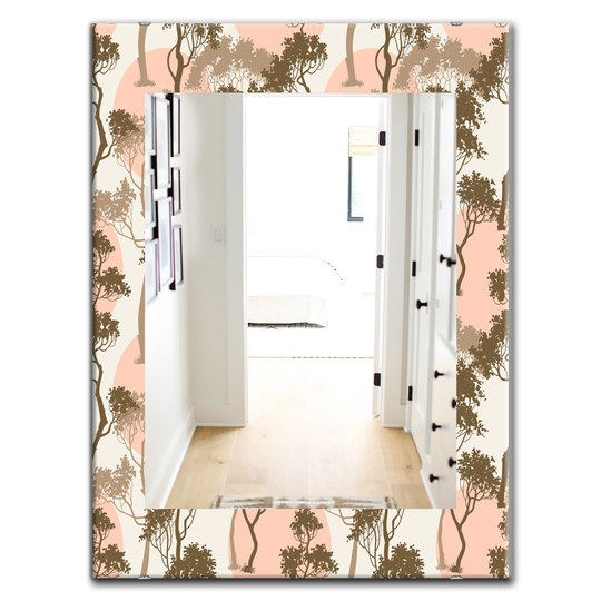 Designart Canada 35.4-in L x 23.6-in W Rectangle Trees Under The Full Moon In Forest Polished Wall Mirror