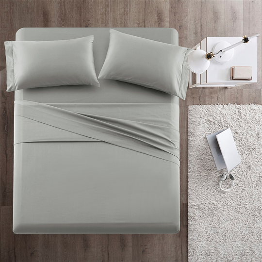 Marina Decoration Queen Silver Cotton Bed Sheets - 4-Piece
