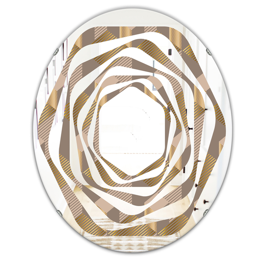 Designart 31.5-in L x 23.7-in W Oval Brown Retro Square Design V Polished Wall Mirror