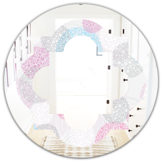 Designart Circular Abstract Retro Geometric III Round 24-in L x 24-in W Polished Modern Wall Mounted Grey Mirror