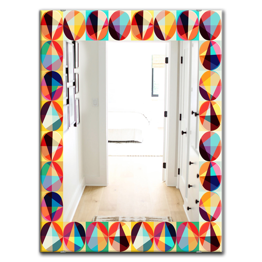 Designart 35.4-in x 23.6-in Yellow and Gold Triangular Colourfields Modern Mirror