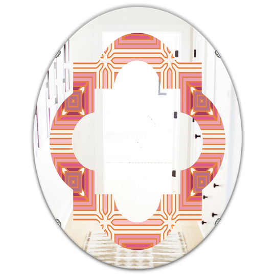 Designart 31.5-in L x 23.7-in W Pink Oval Retro Geometrical Abstract Minimal Pattern XI Polished Wall Mirror