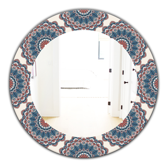 Designart 24-in x 24-in Blue Oriental Pattern Bohemian and Eclectic Mirror
