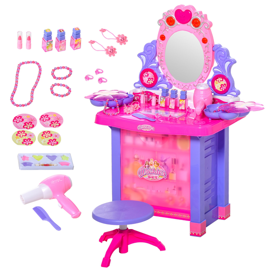 Qaba Kids Dressing Table Set with Mirror