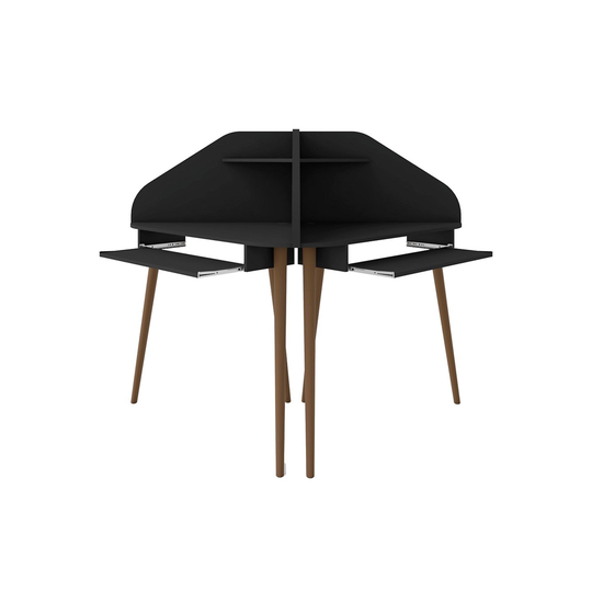 Manhattan Comfort Bradley Cubicle Section Desk - 62.62-in - Black - 2-Piece