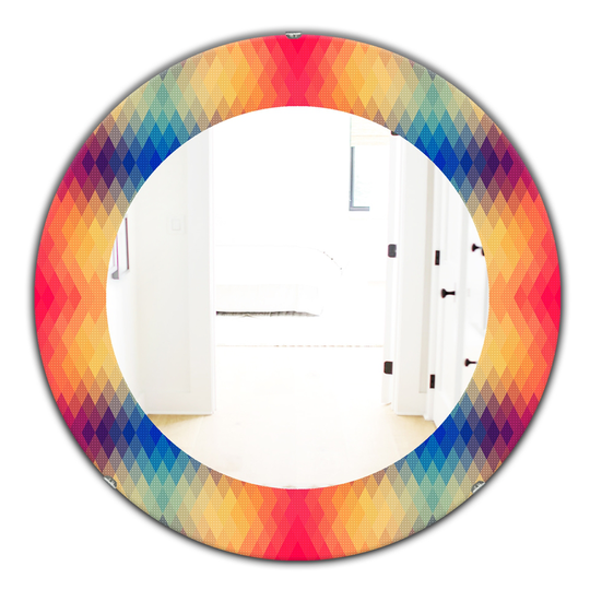 Designart 24-in x 24-in Red Triangular Colourfields Modern Mirror