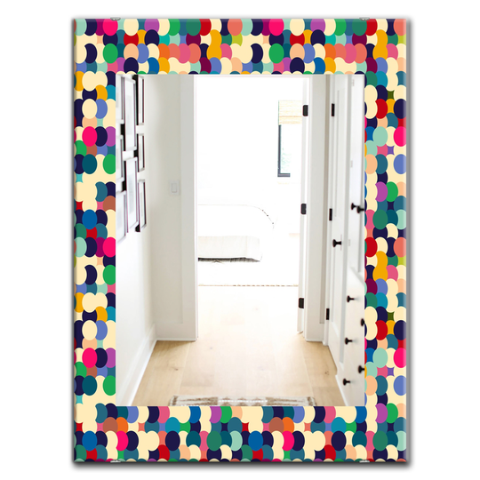 Designart 35.4-in x 23.6-in Yellow and Gold Circular Dance Modern Mirror