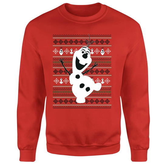 Disney Frozen Christmas Olaf Dancing Red Christmas Jumper - S