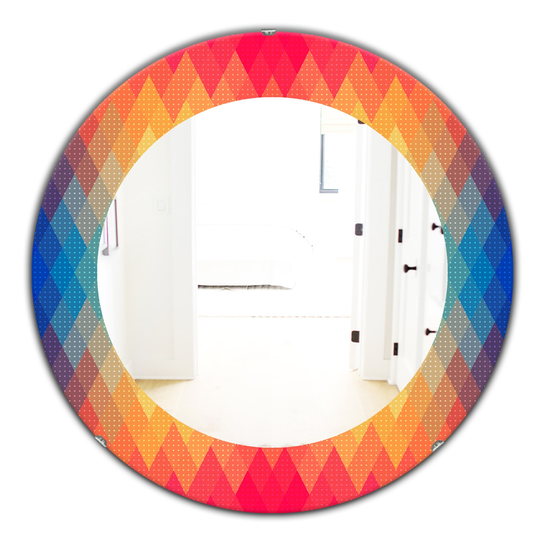 Designart 24-in x 24-in Red Colourful Geometric Pattern Modern Mirror