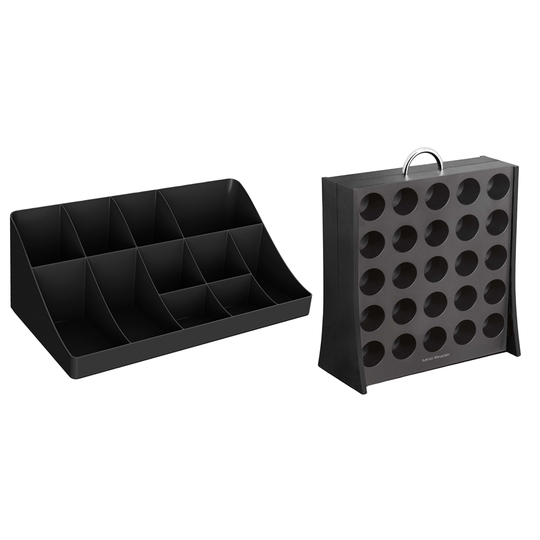 Mind Reader Black 11-Compartment Coffee Organizer and Single-Serve Coffee Pod Holder - 2-Piece