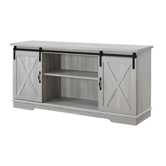 Walker Edison Modern Farmhouse Wood TV Stand - 58-in - Stone Grey