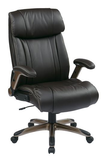 Work Smart™ Brown Leather Chair with Adjustable Arms