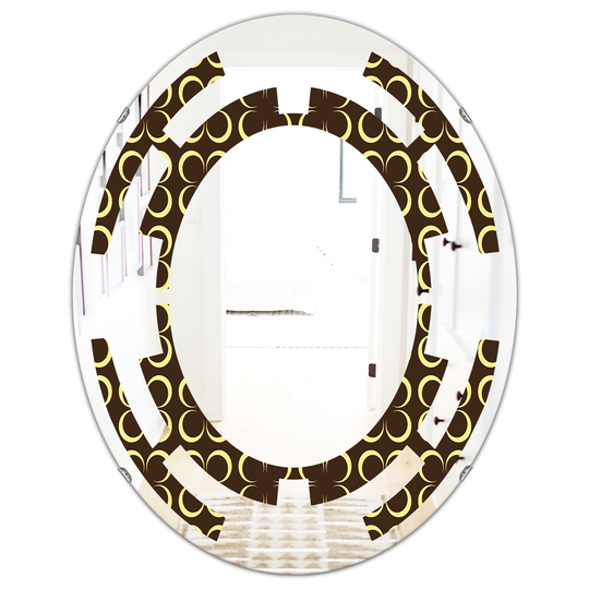 Designart Oval Brown 31.5-in L x 23.7-in W Retro Pattern II Polished Wall Mirror