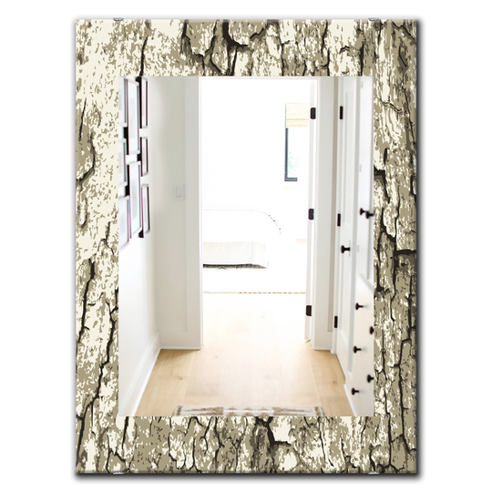 Designart Canada 35.4-in L x 23.6-in W Rectangle Vintage Tree Bark Polished Wall Mirror