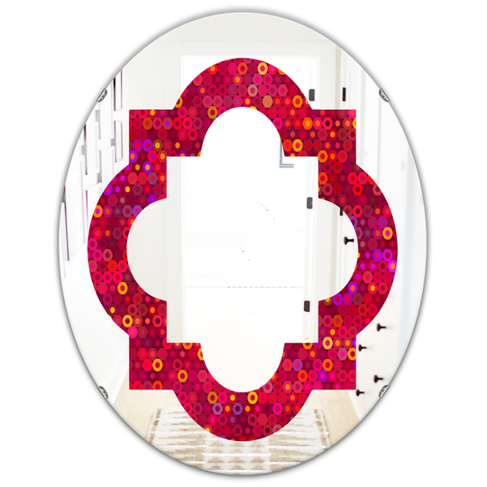 Designart 31.5-in Circular Retro Design III Modern Oval Mirror in Red