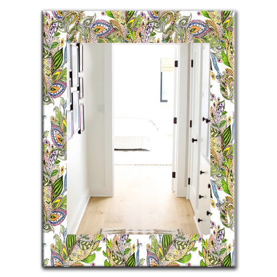 Designart 35.4-in x 23.6-in Tropical Mood Foliage Bohemian/Eclectic Mirror in Green