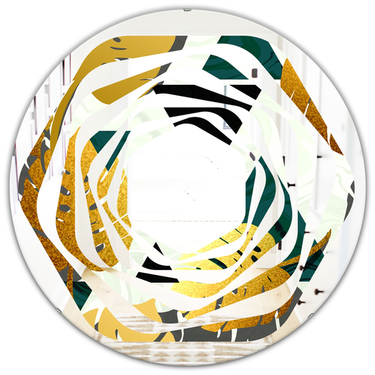 Designart 24-in x 24-in Foliage V Modern Round Wall Mirror in Multi-Colour