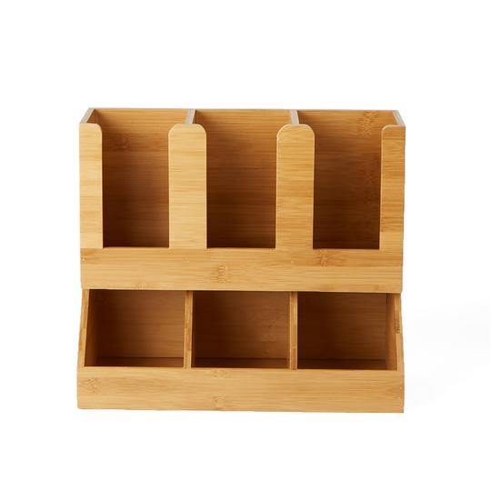 Mind Reader Brown Wood 6-Compartment Coffee Organizer