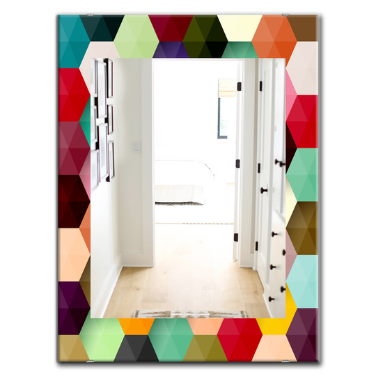 Designart Canada 35.4-in L x 23.6-in W Rectangle Multicolour Honeycomb Polished Wall Mirror