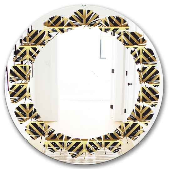 Designart 24-in x 24-in Gold Luxury Metallic Geometrics XIV Modern Round Wall Mirror
