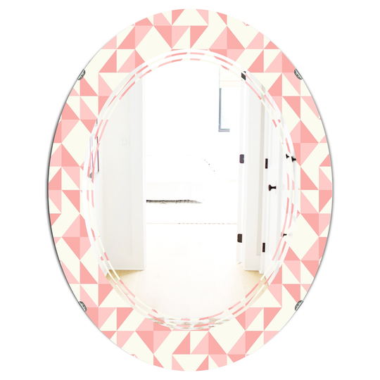 Designart Pink 31.5-in L x 23.7-in W Oval Abstract Geometric Pattern Polished Wall Mirror