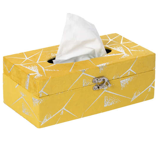 Vintiquewise Velvet Tissue Box Cover in Yellow