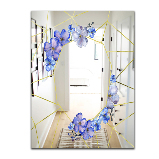 Designart Efflorescent Gold Simple 2 Rectangular 35.4-in L x 23.6-in W Polished Farmhouse Purple Wall Mounted Mirror