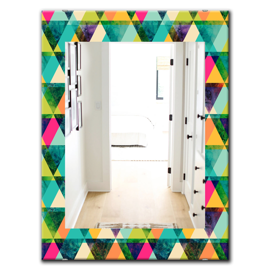 Designart 35.4-in x 23.6-in Green Triangular Colourfields Modern Mirror