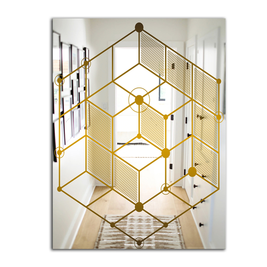 Designart Capital Gold Rectangular 35.4-in L x 23.6-in W Polished Glam Wall Mounted Mirror