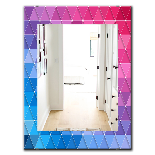 Designart 35.4-in x 23.6-in Triangular Colourfields Modern Mirror - Blue