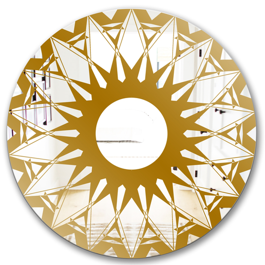 Designart Canada 24-in L x 24-in W Round Gold Sunburst Polished Wall Mirror