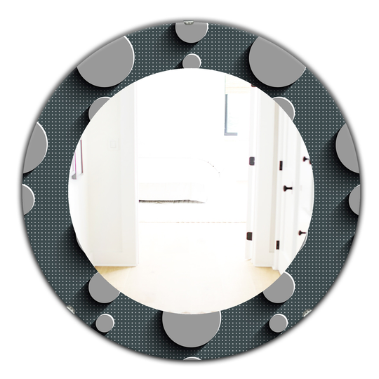 Designart Canada 24-in L x 24-in W Round Grey Circles Abstract Technology Polished Wall Mirror
