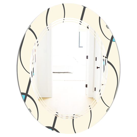 Designart 23.7-in W x 31.5-in L Oval Grey Retro Geometrical Abstract Minimal Pattern I Polished Wall Mirror