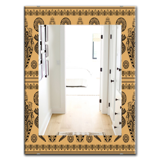 Designart 35.4-in x 23.6-in Orange Ethnic African Decorative Pattern Bohemian and Eclectic Mirror