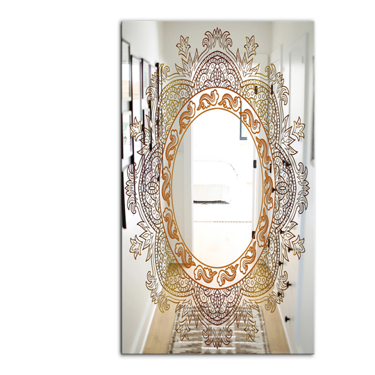 Designart Buddha Mandala Rectangular 35.4-in L x 23.6-in W Polished Country Purple/Orange Wall Mounted Mirror