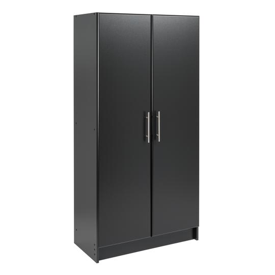 Prepac Elite Storage Cabinet - 2-Door - Black - 32-in W x 65-in H x 16-in D