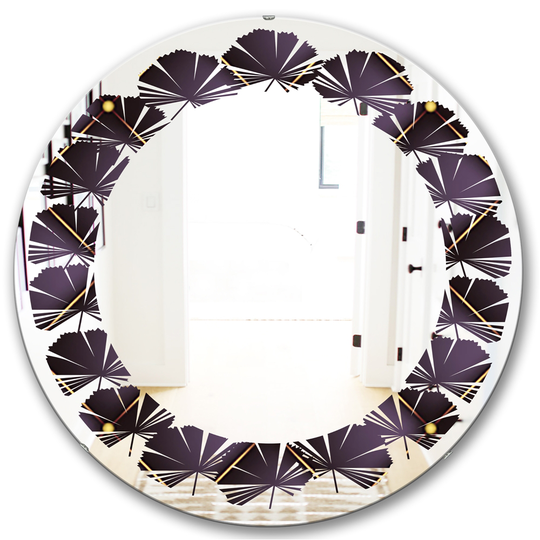 Designart 24-in Quilted Pattern Modern Round Mirror in Purple