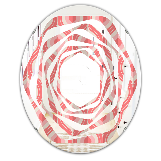 Designart 31.5-in x 23.7-in Retro Drop Design I Modern Oval Wall Mirror in Pink