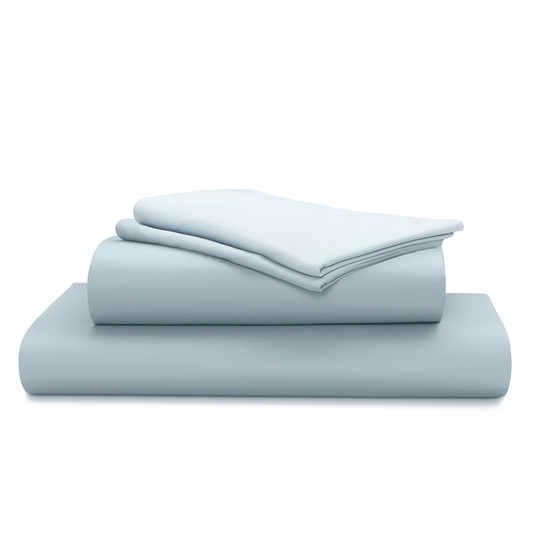 Myne Full/Queen Antibacterial Sky Blue Cotton Sateen Bed Sheet Set - 4-Piece
