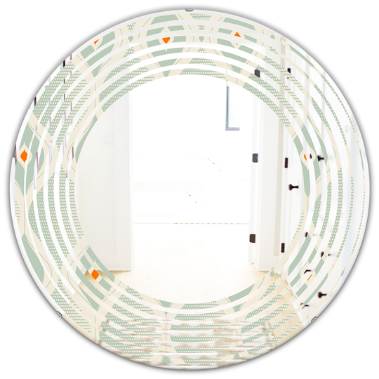Designart Green Round 24-in Retro Abstract Drops VII Polished Wall Mirror