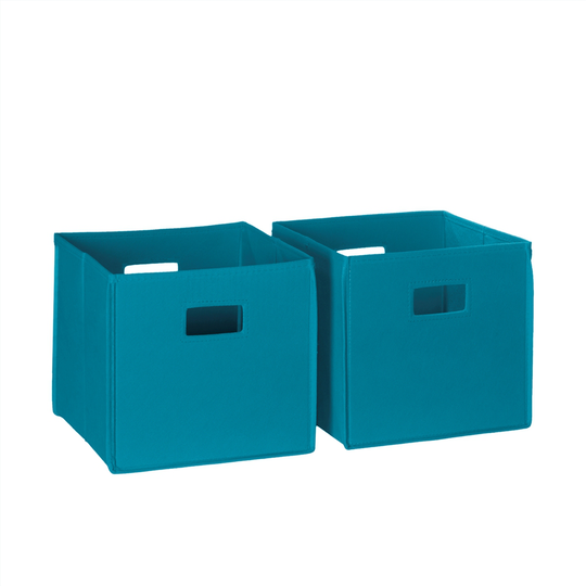 RiverRidge Home Folding Storage Bins - Fabric - 10.5-in x 10-in x 10.5-in - Turquoise - 2-Pack