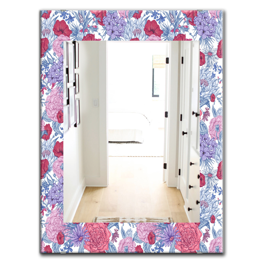 Designart 35.4-in x 23.6-in Purple/Pink Blossom Bohemian and Eclectic Mirror