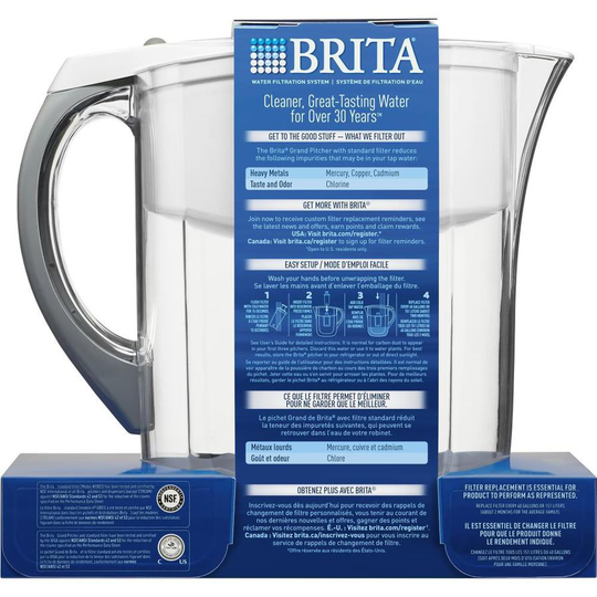 Brita Grand Pitcher Water Filtration System (White)
